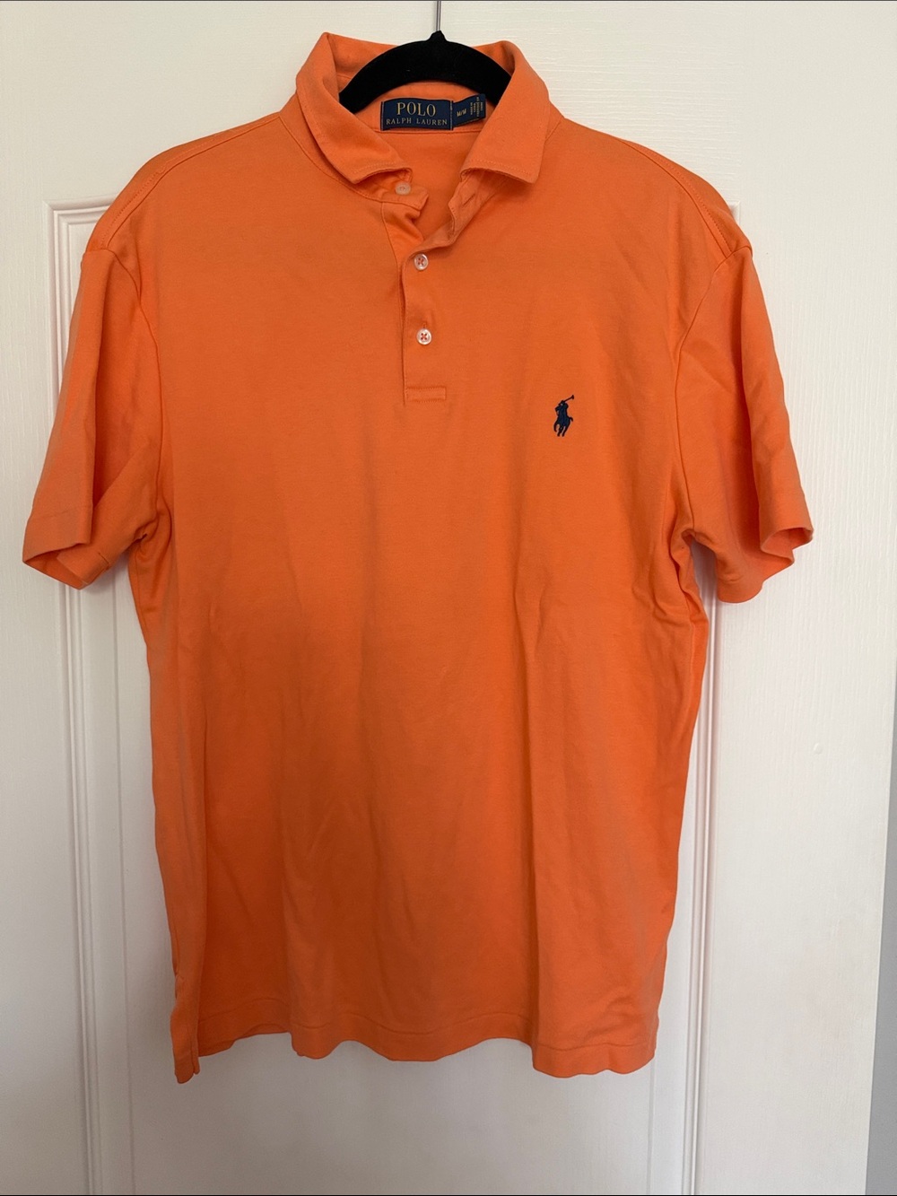 Polo by Ralph Lauren Orange Short Sleeve Polo with Navy Pony size M